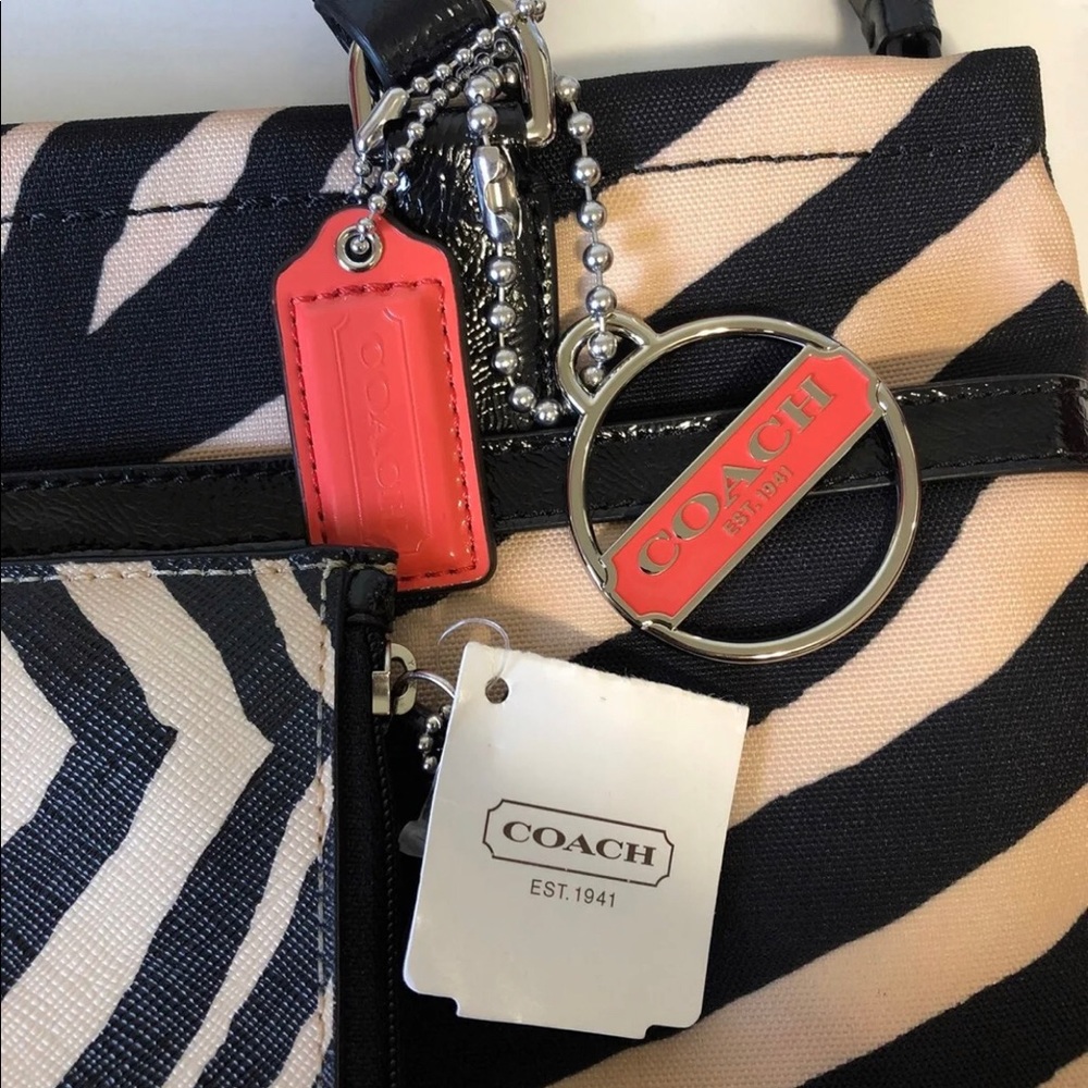 Zebra Print Coach Purse and Tech Bag Set - Picture 5 of 7